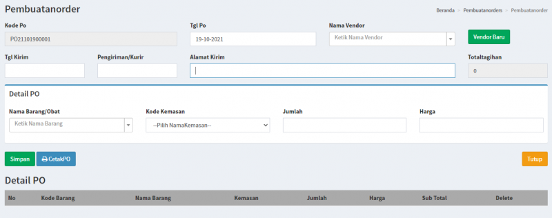 Pembuatan Order